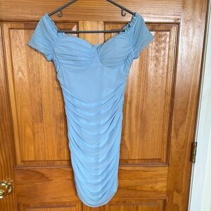 Windsor Blue Ruched Sweetheart Mini Dress